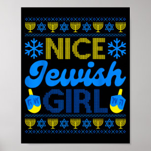 Nice Jewish Girl Ugly Happy Hanukkah Sweater Chanu Poster