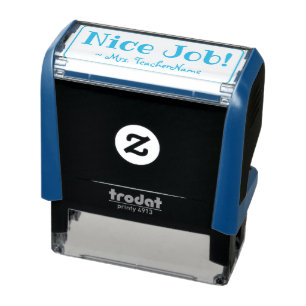 "Nice Job!" + School Teacher's Name Rubber Stamp