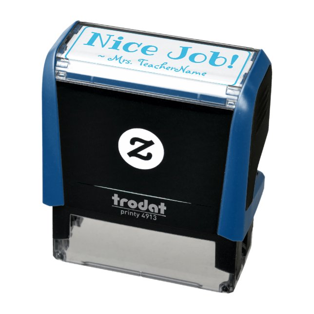 "Nice Job!" + School Teacher's Name Rubber Stamp (Product)