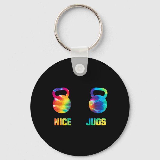 Nice Jugs Funny Kettlebell Breast Gym Humour Tie D Keychain (Front)