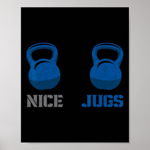 Nice Jugs Funny Kettlebell Breast Gym Humour Weigh Poster