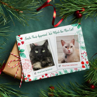 Nice List 2 Cat Photo Christmas Watercolor