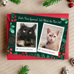 Nice List 2 Cat Photo Watercolor Red & Green Holiday Card<br><div class="desc">This nice list 2 cat photo Christmas card helps you to send warm holiday wishes with your mischievous cats who've made it onto Santa's Nice List! This card is written from your cats point of view (see the back). You can however change all of the text on the card incase...</div>