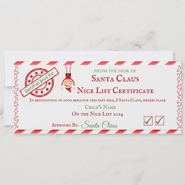 Nice List Certificate Holiday Card (Front)