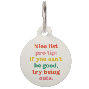 Nice list cute funny colourful Christmas Pet Tag