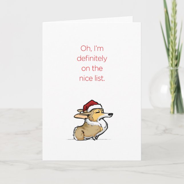 Nice List - Haughty Christmas Corgi Holiday Card (Front)