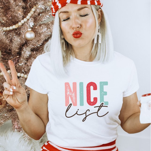 Nice List Modern Funny Christmas T-Shirt (Creator Uploaded)