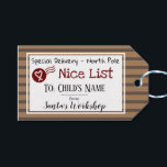 Nice List Personalized Santa Message Gift Tag<br><div class="desc">Fun Nice list gift tag. Special Delivery from the North Pole direct from Santa's Workshop. Change child's name and add your own personalized message from Santa on the back of the tag. How exciting to read a small personalized message from Santa on Christmas morning.</div>