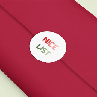 Nice List Red Green Christmas Round Funny Gift  Classic Round Sticker