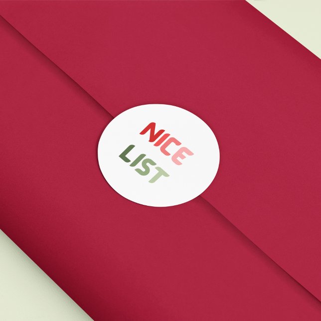 Nice List Red Green Christmas Round Funny Gift  Classic Round Sticker (Creator Uploaded)