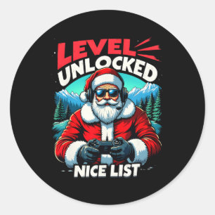 Nice List Video Game Santa Xmas Christmas Gamer Bo Classic Round Sticker