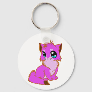 NICE LITTLE Fuchsia, PINK AND BROWN KITTEN Keychain