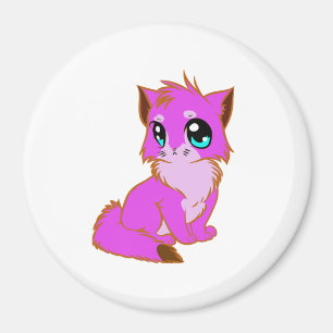 NICE LITTLE Fuchsia, PINK AND BROWN KITTEN Magnet