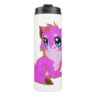 NICE LITTLE Fuchsia, PINK AND BROWN KITTEN Thermal Tumbler