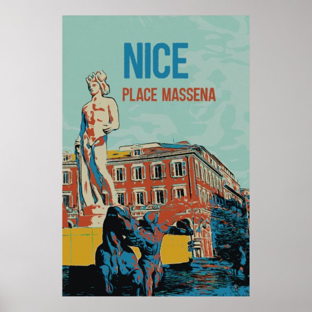 Nice Massena Illustration Carré France Poster (Devant)