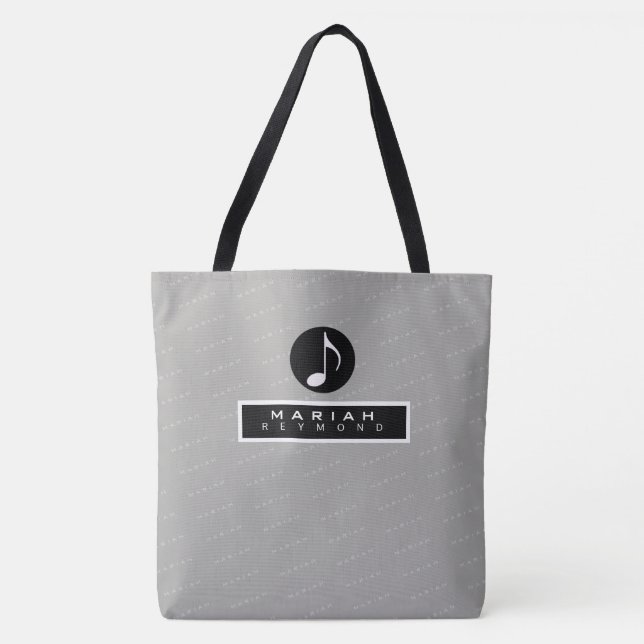 nice modern black all-over music tote bag (Front)