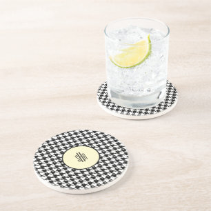 Nice! Monogram Houndstooth Yellow Sandstone  Coaster