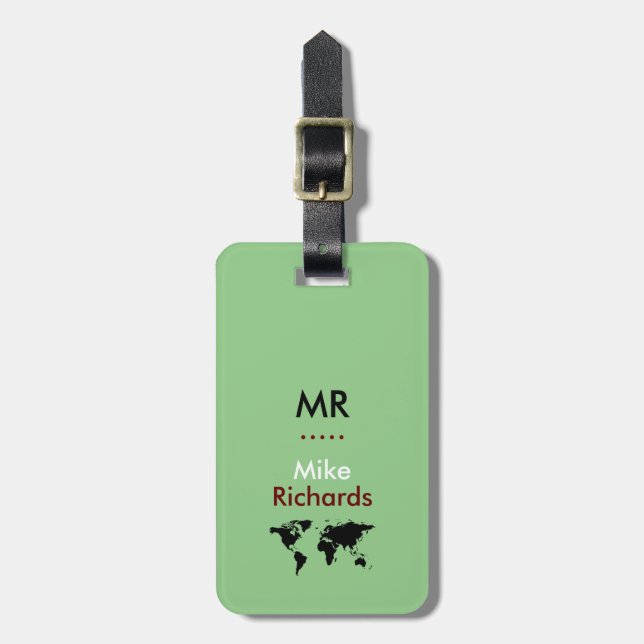 nice monogram world travel sage luggage tag (Front Vertical)