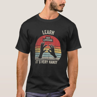 Nice n Cool Retro Vintage Learn Sign Language ASL T-Shirt
