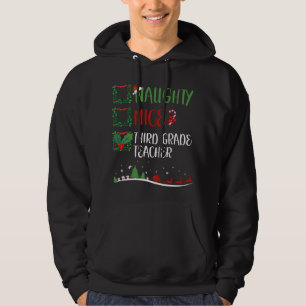 Nice Naughty 3rd GRADE TEACHER Christmas Matching Hoodie