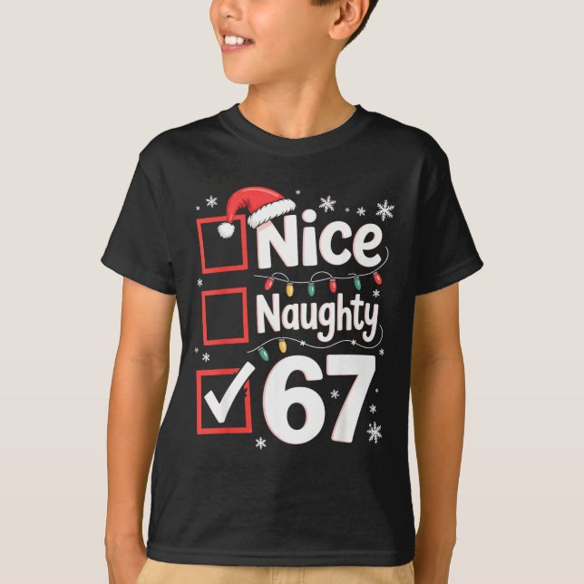 Nice Naughty 67 Christmas Costume 67 Meme Men Wome T-Shirt (Front)