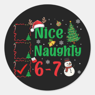 Nice Naughty 67 Christmas List Six Seven Meme Boy  Classic Round Sticker