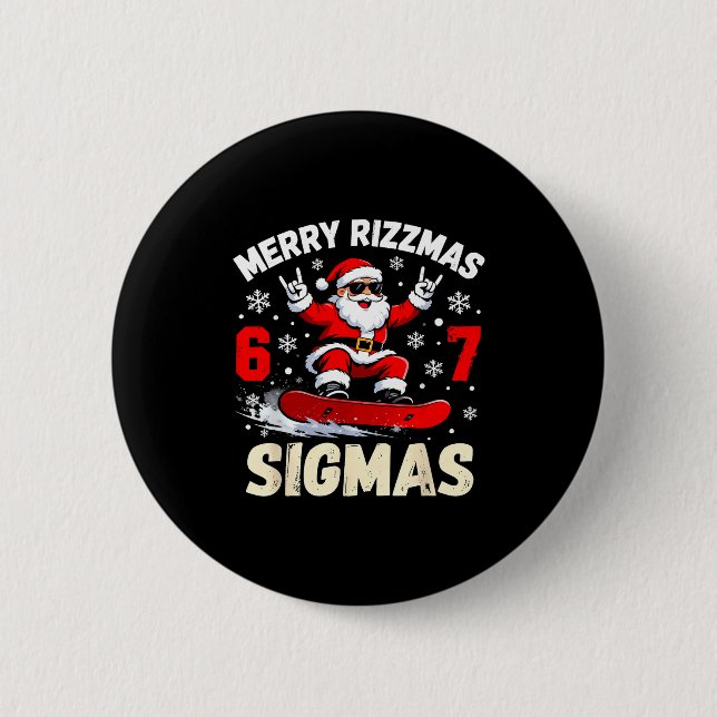 Nice Naughty 67 Funny 6-7 Meme Slang Christmas  2 Inch Round Button (Front)