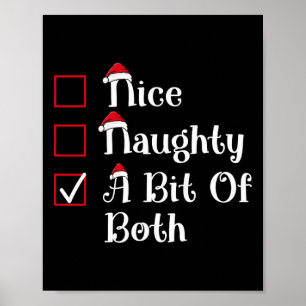 Nice Naughty A Bit Of Both Cute Christmas Poster