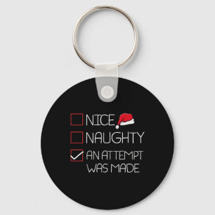 Nice Naughty An Attempt Was Made Christmas Pajama Keychain