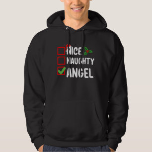 Nice Naughty Angel Christmas List Holiday Family Hoodie
