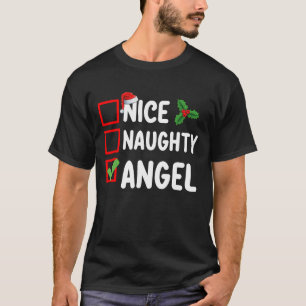 Nice Naughty Angel Christmas List Holiday Family T-Shirt