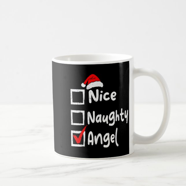 Nice Naughty Angel Funny Christmas List Family Mat Coffee Mug (Right)