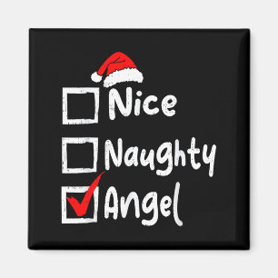 Nice Naughty Angel Funny Christmas List Family Mat Magnet