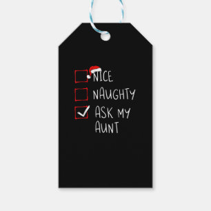 Nice Naughty Ask My Aunt Christmas List Xmas Gift Tags