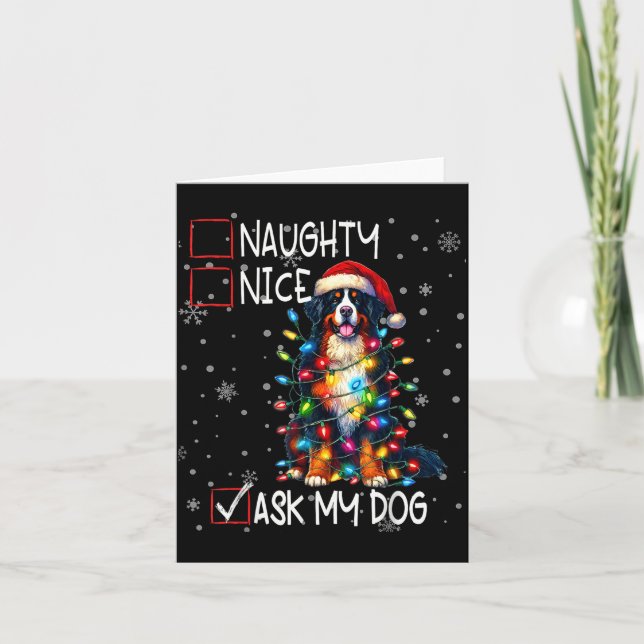 Nice Naughty Ask My Dog Christmas List Xmas  Card (Front)