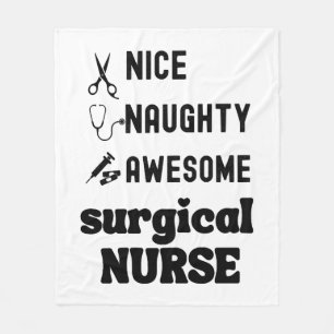Nice Naughty Awesome Surgical Nurse Fleece Blanket