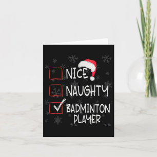 Nice Naughty Badminton Player List Christmas Santa Card