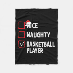 Nice Naughty Basketball Player Boys Christmas Mens Fleece Blanket