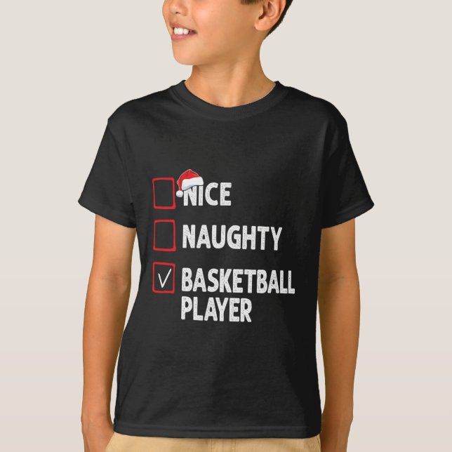 Nice Naughty Basketball Player Boys Christmas Mens T-Shirt (Front)