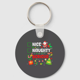 Nice Naughty Boricua Puerto Rico Women Christmas S Keychain
