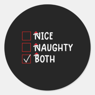 Nice Naughty Both Cute Christmas Classic Round Sticker
