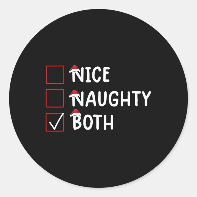 Nice Naughty Both Cute Christmas  Classic Round Sticker (Front)