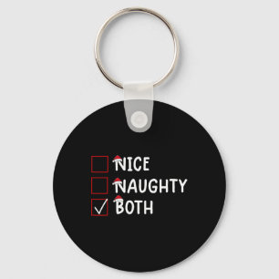Nice Naughty Both Cute Christmas Keychain