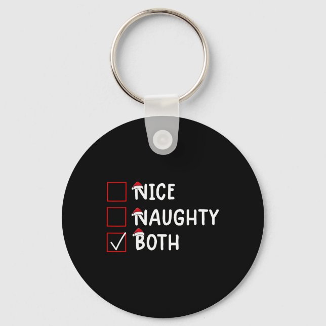 Nice Naughty Both Cute Christmas  Keychain (Front)