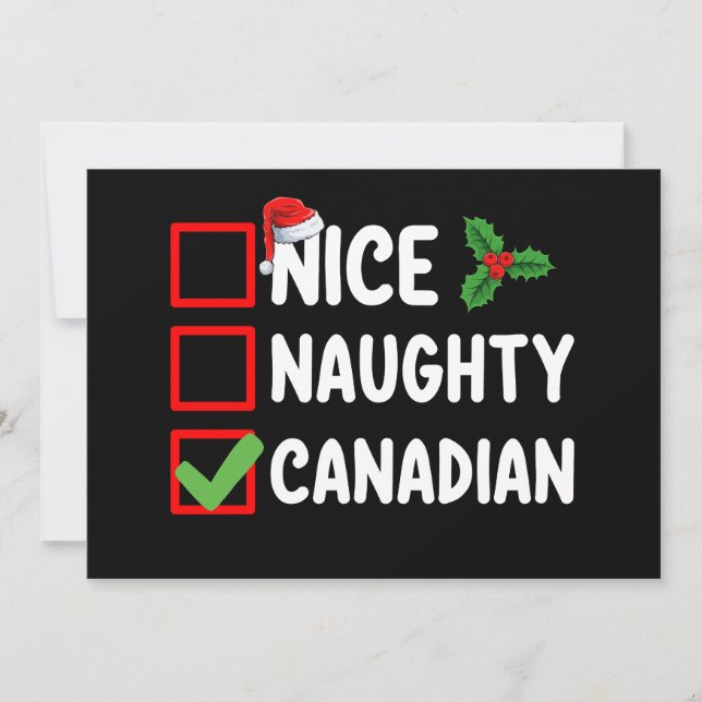 Nice Naughty Canadian Christmas List Holiday Invitation (Front)