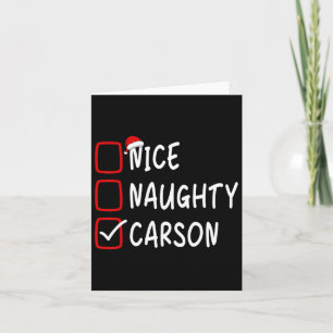 Nice Naughty Carson Personalized Name Christmas Ch Card