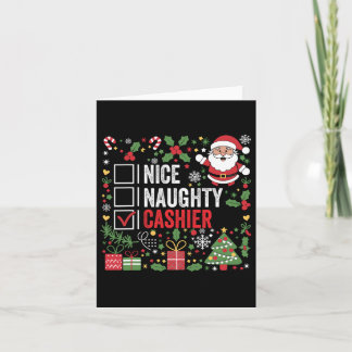 Nice Naughty Cashier Funny Christmas Santa Claus  Card
