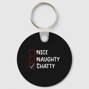 Nice Naughty Chatty Cute Christmas Keychain