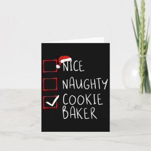 Nice Naughty Cookie Baker Christmas List Santa Cla Card