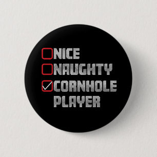 Nice Naughty Cornhole Player List Ugly Christmas 2 Inch Round Button